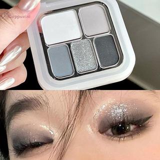 5 Màu Punk y Trang Điểm Mắt Bảng Phấn Mắt Bạc Trắng Xám Đậm Đen Mờ & Shimmer Trang Điểm Tiệc Lâu Dài