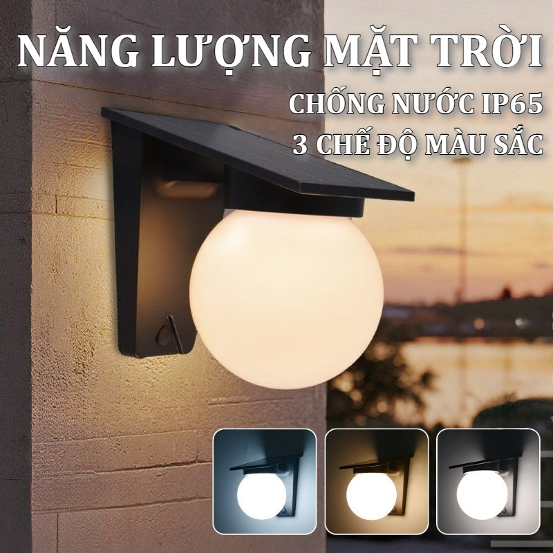 Đèn Tường Năng Lượng Mặt Trời 3 Màu,Đèn Sân Vườn Trang Trí, Tự Động Bật/Tắt,chống mưa,ba màu ánhsáng