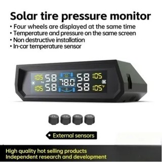 2026 Cảm Biến Áp Suất Lốp Ô Tô TPMS Màn Hình Led Màu Pin Hỗ Trợ Năng Lượng Mặt Trời,cảnh báo bằng tiếng Việt