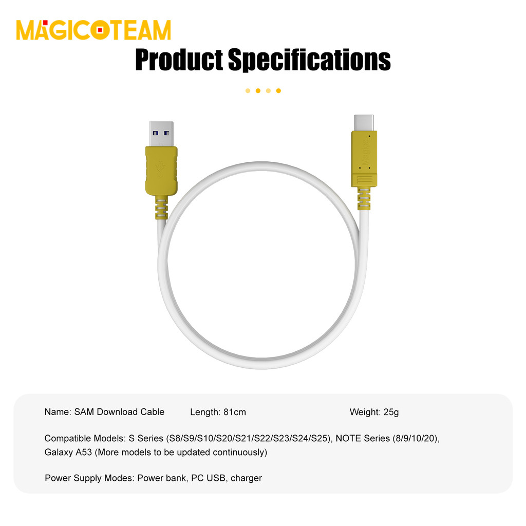 Chế độ tải xuống MAGICOTEAM SAM Cáp tải xuống chất lượng cao cho Samsung S8 / S9 / S10 / S20 / S21 / S22 / S23 / S24 / S25 NOTE Galaxy A53