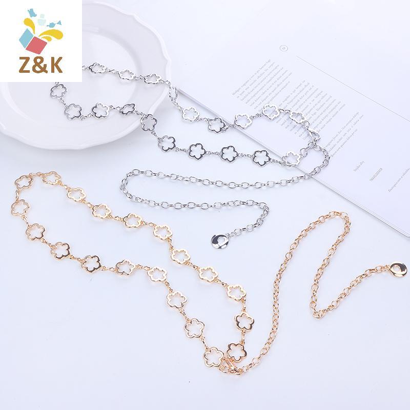 ZK Đầm Áo Sơ Mi Kim Loại Rỗng, Dây Xích Thắt Lưng Cho Nữ