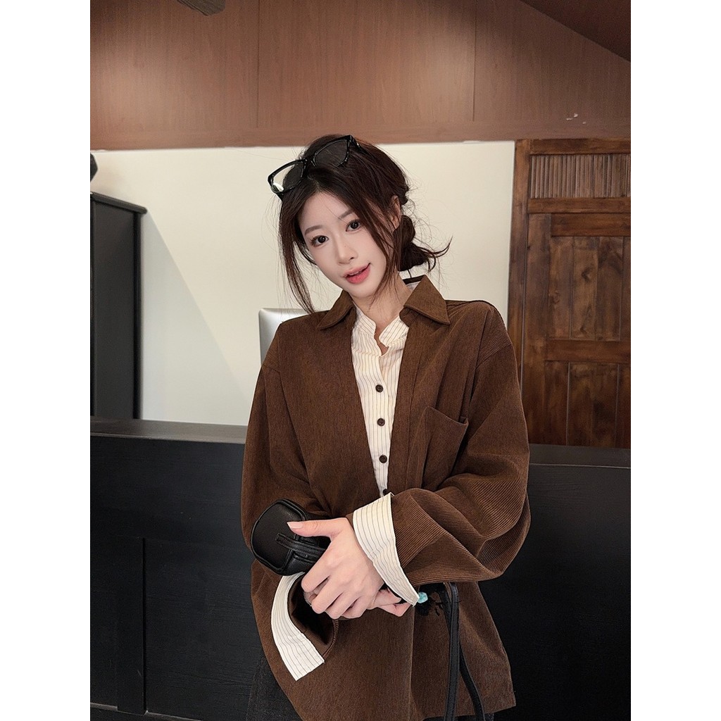 SUXI Áo sơmi cổ điển dài tay nhẹ nhàng cho nữ 260115