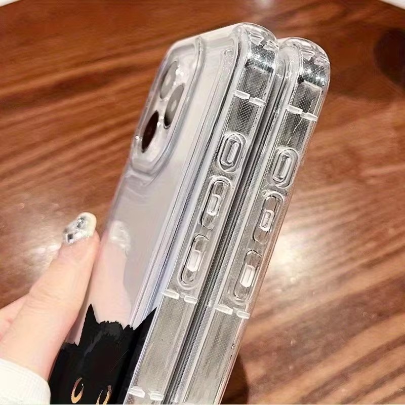 Ốp Lưng Cho Samsung A55 A35 A15 A54 A53 S25 S23 S24 Ultra S22 Plus S21 S20 FE Phim Hoạt Hình Cặp Đôi Màu Đen Mèo Trong Suốt Mềm Chống Sốc