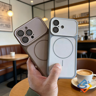 Ốp Điện Thoại Từ Tính Cảm Giác Da Ống Kính Cửa Sổ Lớn Mới Cho iPhone 17 Pro Max 12 13 14 15 16 Pro Max Slim PC Cứng Vỏ Chống Sốc Có Vỏ Bảo Vệ Camera ﻿