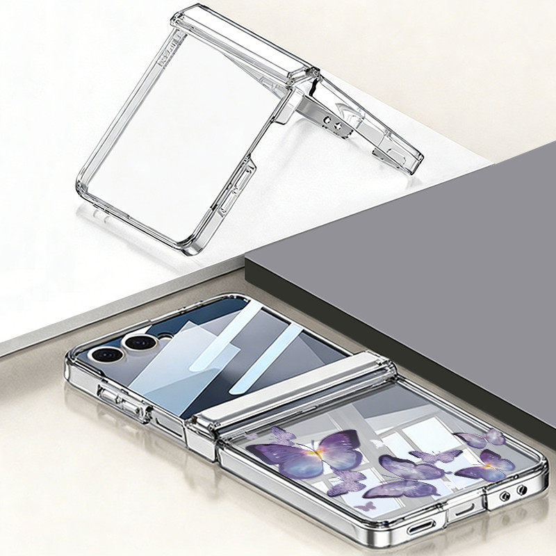 Họa Tiết Bướm Trong Suốt Ốp Lưng Điện Thoại Samsung Galaxy Z Flip 7 Flip 6 Flip 5 Flip 7 FE Từ Tính Hấp Phụ Cứng PC Gấp Bao