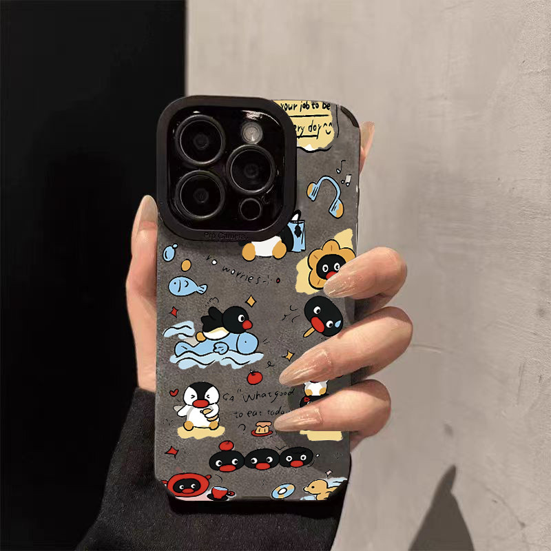 Chim cánh cụt dễ thương cho 17 15 14promax da lộn iPhone 16 11 xu hướng 12pro