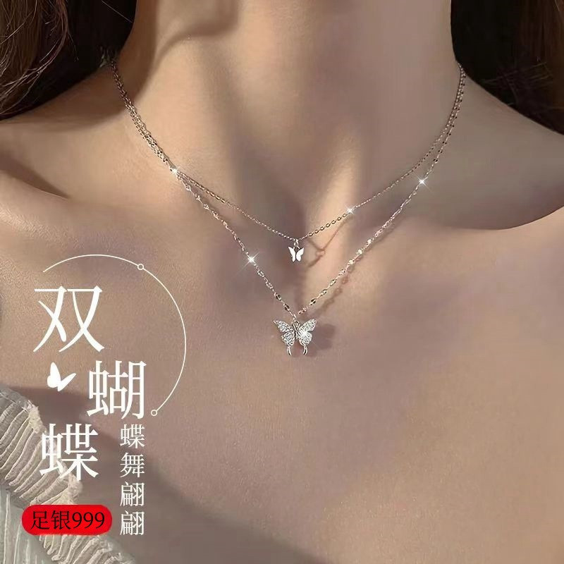 Vòng cổ nơ hai lớp bạc s999