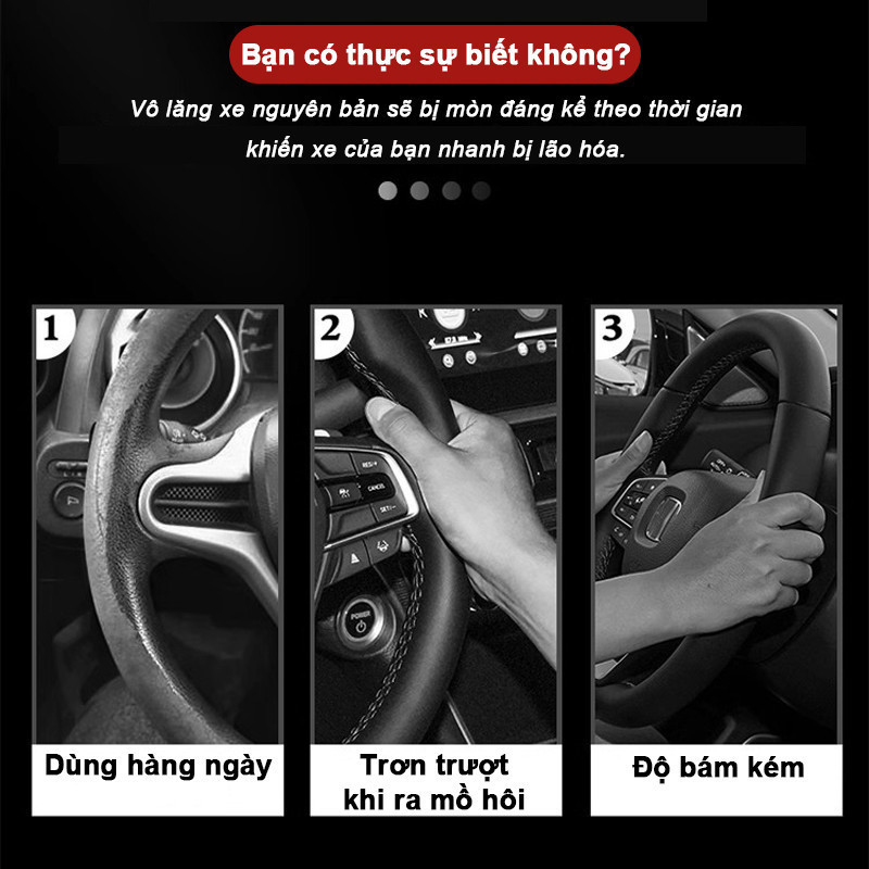Bọc Vô Lăng Da Nappa Cao Cấp Thiết Kế 3D Thoáng Khí Chống Trượt, Phù Hợp Nhiều Dòng Xe Mitsubishi, Hyundai, KIA