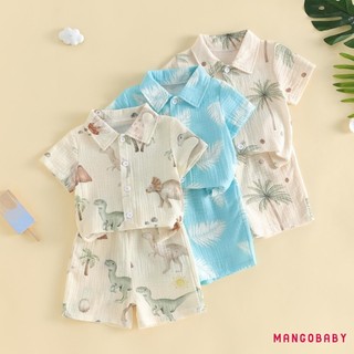 MG-Toddler Trang Phục Mùa Hè Cho Bé Khủng Long / Lá / Cây Dừa In Nút Xuống Cổ Áo Sơ Mi Tay Ngắn Và Quần Short Bộ 2 Chiếc