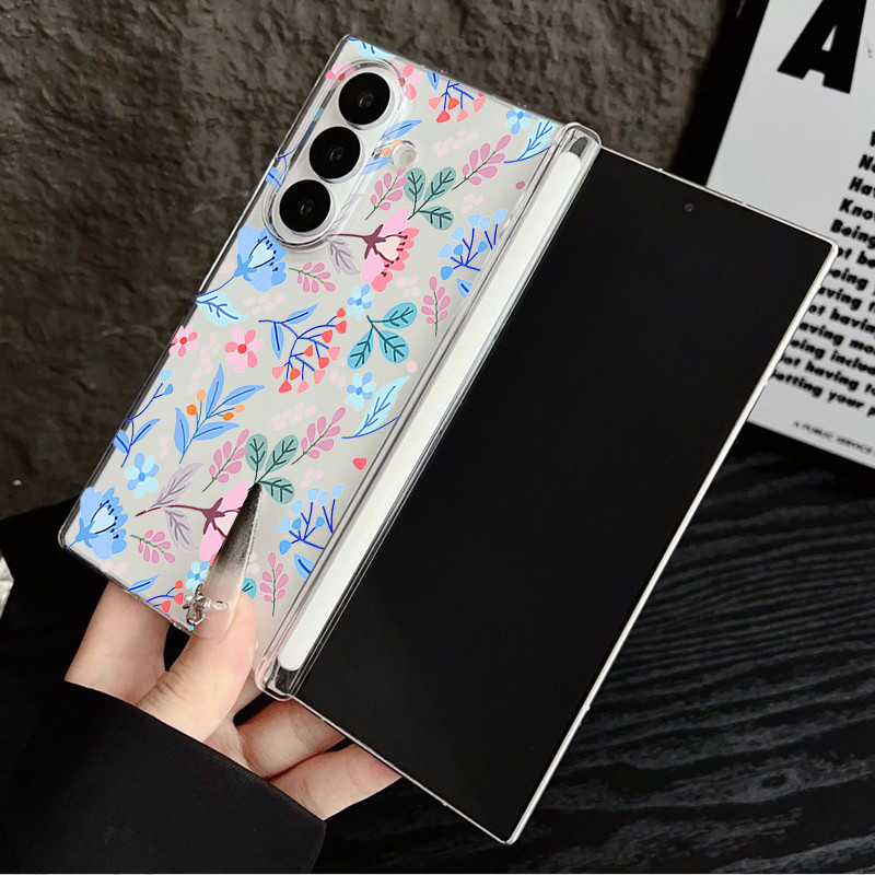 Ốp điện thoại trong suốt hấp phụ từ tính cho Samsung Galaxy Z Fold 7 6 5 Fold7 Fold6 Fold5 Vỏ chống sốc hoa sân vườn lãng mạn