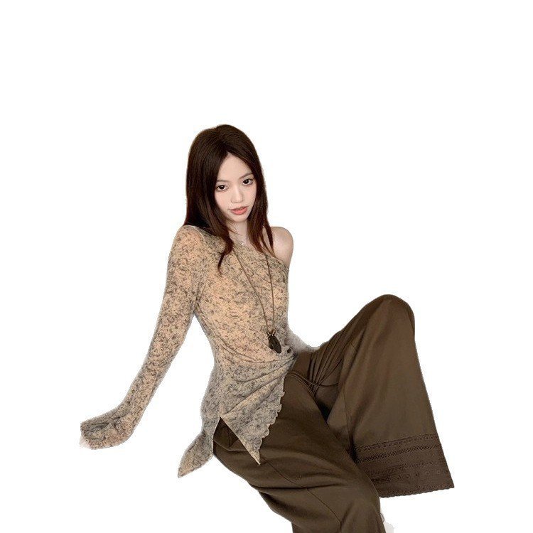 Áo thun dài tay đeo vai xiên thời trang dành cho nữ