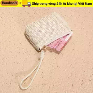 Ví BAMBOOB, Ví đựng tiền xu có dây kéo Mini, Túi đổi rơm cho nữ bé gái