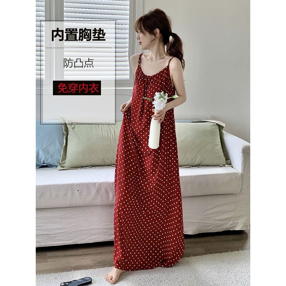 Váy ngủ nữ lụa cotton dài tới mắt cá chân - ưu đãi đặc biệt