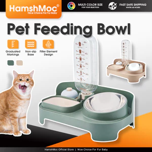 HamshMoc Bộ đồ ăn cho mèo Bát thép không gỉ Đế chống trượt Thiết kế có thể tháo rời Hệ thống lọc vật liệu cấp thực phẩm