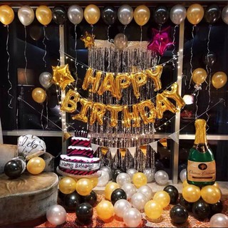 Set trang trí sinh nhật happy birthday 50 bong bóng kèm đèn Led và đủ đồ phụ kiện trang trí tiệc cho bé trai, gái DF6
