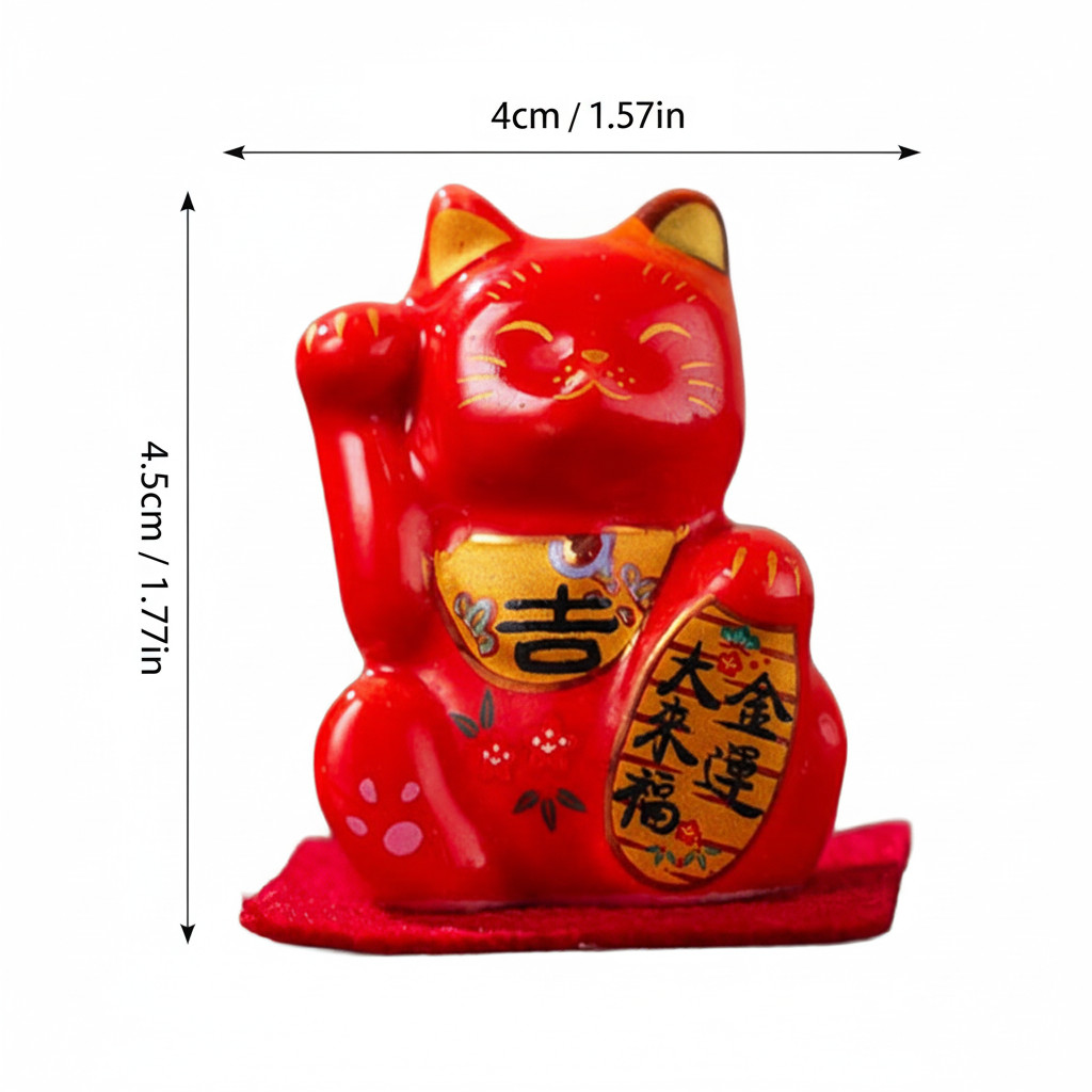 Hình Mèo May Mắn 4.5cm Gốm Sứ Phong Cách Nhật Bản Maneki Neko Trang Trí Bàn Làm Việc Cho Văn Phòng Tại Nhà