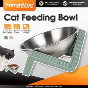HamshMoc Bát thú cưng bằng thép không gỉ Bộ phận có thể tháo rời Đế chống trượt Thiết kế dễ dàng làm sạch di động cho mèo