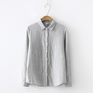 Áo sơ mi nữ thời trang mới tay dài sợi cotton, màu trơn, thoải mái cho công sở và hàng ngày
