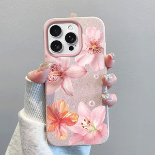 Ốp Điện Thoại Di Động Cho Iphone 17 Pro Max 16 15 14 13 Pro Max 15 Plus 16E 17 Vỏ Không Khí Hoa Hồng Dễ Thương Hoa Văn Lichee Thời Trang Chống Sốc Da PU Mờ Màu Kẹo Mềm Mại