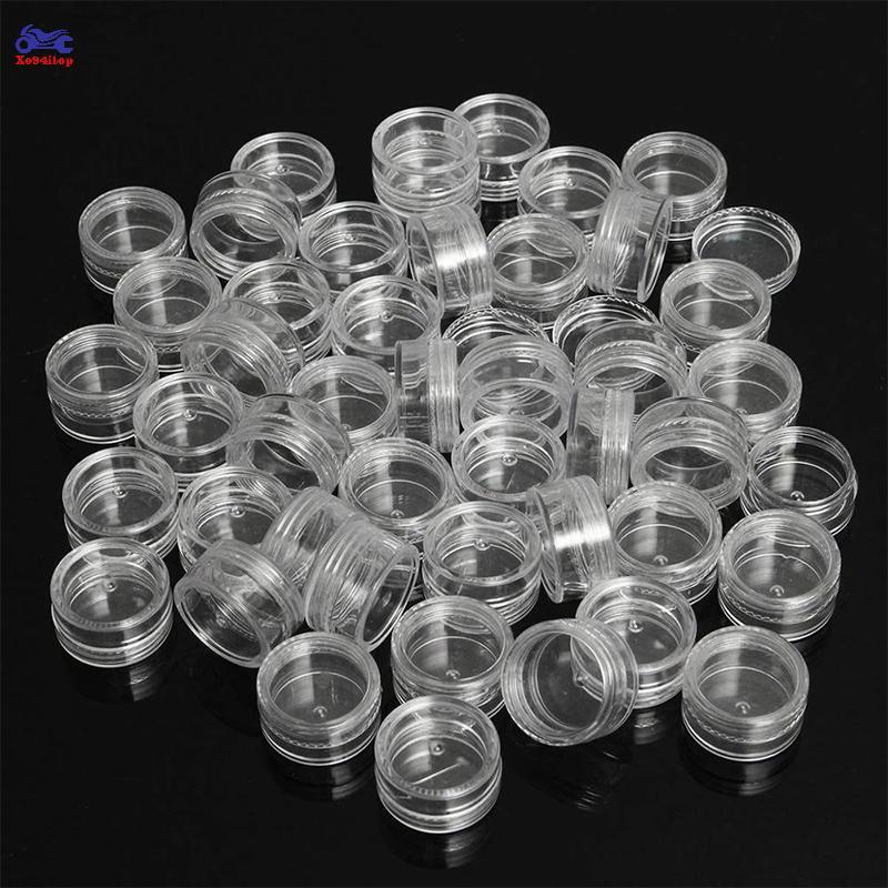 XOITOP 50pc Lọ kem trong suốt Chai mỹ phẩm Mini Hộp đựng nồi trong suốt cho móng tay VN