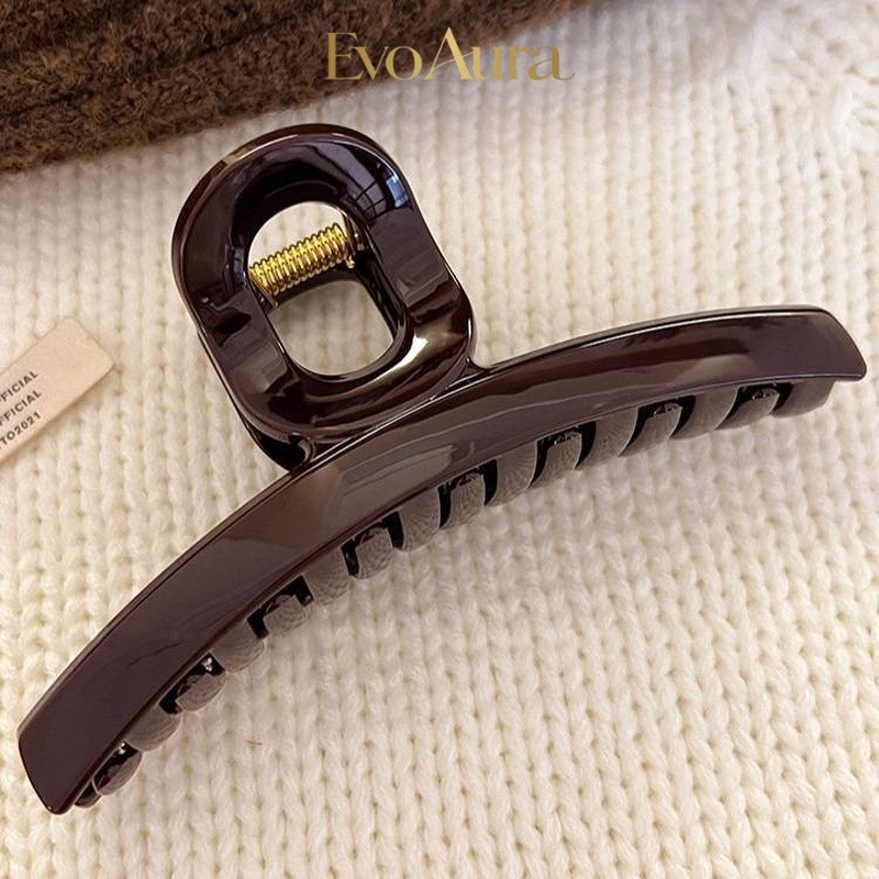 [Hàng Sẵn - 5★] Kẹp Tóc Càng Cua 13cm Màu Nâu Chocolate Sang Chảnh - Kẹp Cá Mập Cỡ Lớn Cho Tóc Dày