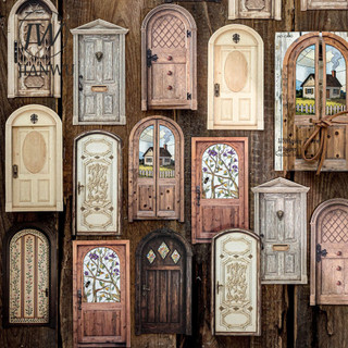 JIANWU Dreamways Through Doors Series Vintage Rỗng Cửa Phong Cảnh Chất Liệu Cắt Dán Sáng Tạo DIY Tạp Chí Văn Phòng Phẩm