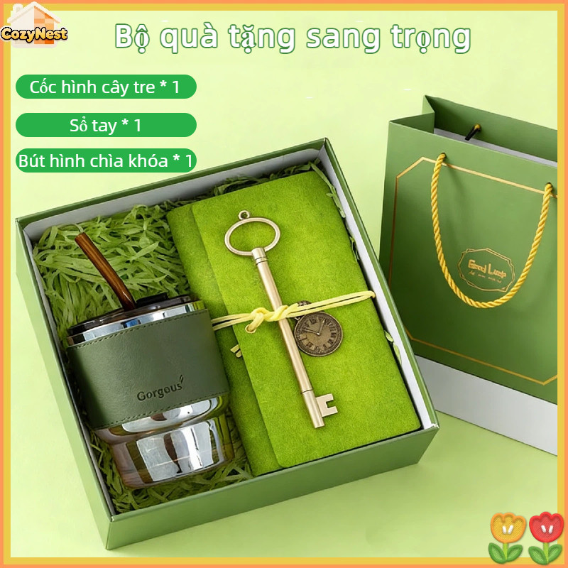 Set Quà Tặng Cao Cấp - Combo Bình Hút, Sổ Tay, Bút chìa khóa, Phù Hợp Làm Quà Tặng Nhân Viên, Khách Hàng Và Dịp Lễ
