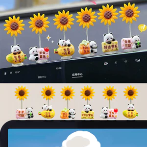 6 / 8 Chiếc Dễ Thương May Mắn Gấu Trúc Búp Bê Mô Phỏng Lắc Đầu Hoa Hướng Dương Trang Trí Ô Tô Nội Thất Ô Tô Điều Khiển Trung Tâm Sáng Tạo Đồ Chơi Trẻ Em