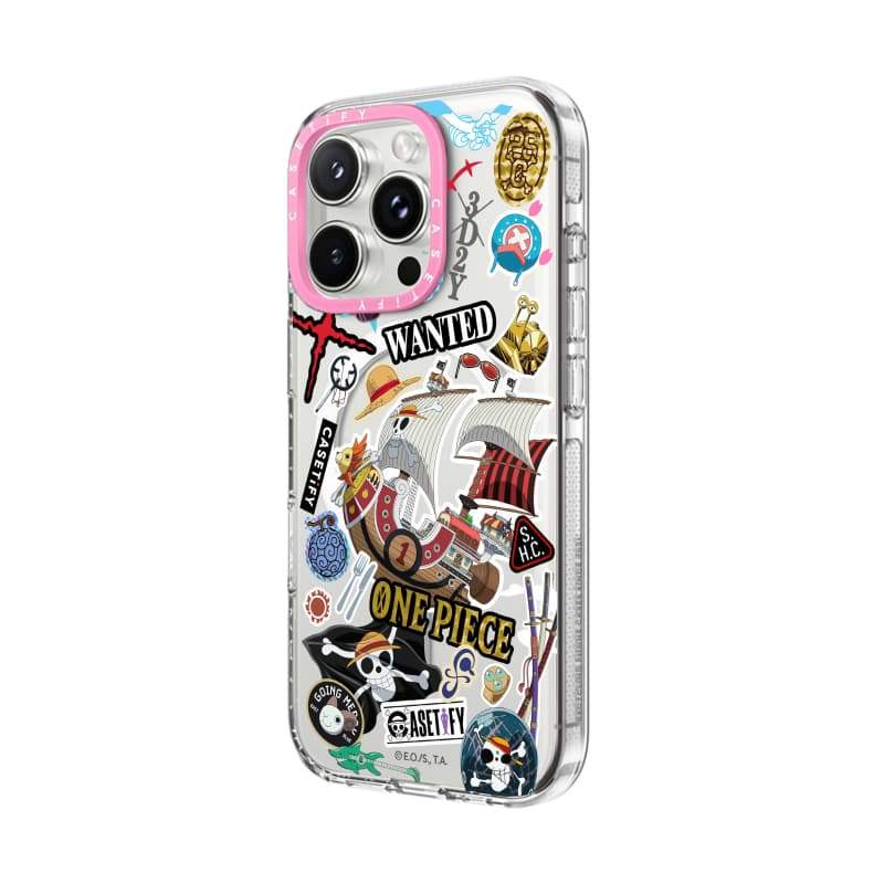 CASECASE X ONE PIECE Luffy Gears Evolution Sticker Case HỒNG CAMERA RING EDITION Tác động Vỏ hút từ trong suốt cho IPhone 17 / 16 / 15 / 14 / 13 Pro Max Air với bao bì cao cấp