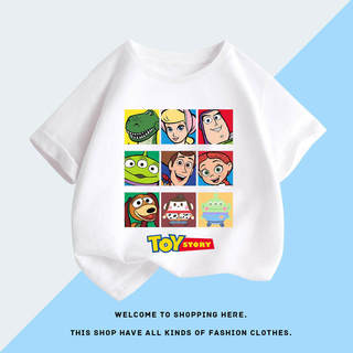 Áo thun in hình Woody và Buzz Lightyear trong phim Toy Story dành cho bé trai, in một mặt, kiểu dáng thường ngày.