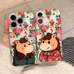 Hoa bông Jacket Pony cho iPhone 17 15promax trường hợp iPhone 14 trường hợp không gian 12 rõ ràng 11 bao gồm tất cả