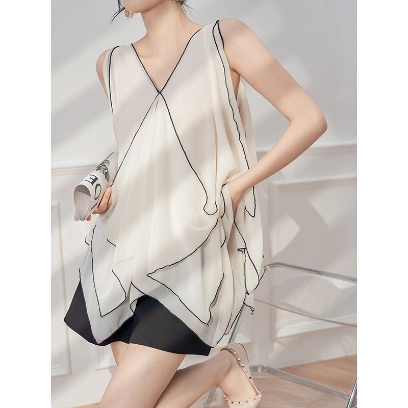 <![Giảm giá 50%] Áovest không tay cổ chữ V cao cấp, thích hợp mùa hè, size rộng rãi dành cho nữ