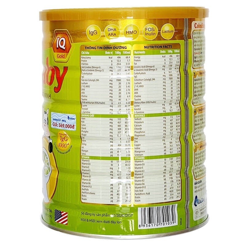 Sữa Colosbaby IQ 0+,1+,2+ đủ số lon 800gr (Date 2027)