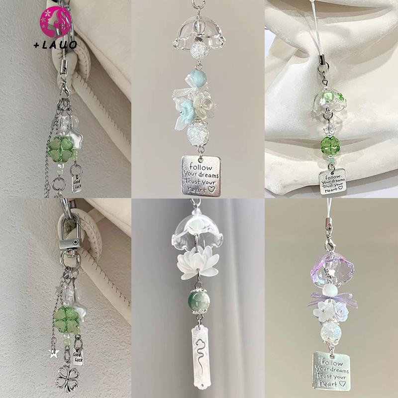 Springevenstar Trong Suốt Móc Khóa Chuông Gió Dễ Thương Mặt Dây Chuyền Móc Khóa Điện Thoại Di Động Dây Kawaii Túi Phụ Kiện Trang Trí Trang Trí Nhà Cửa Springevenstar