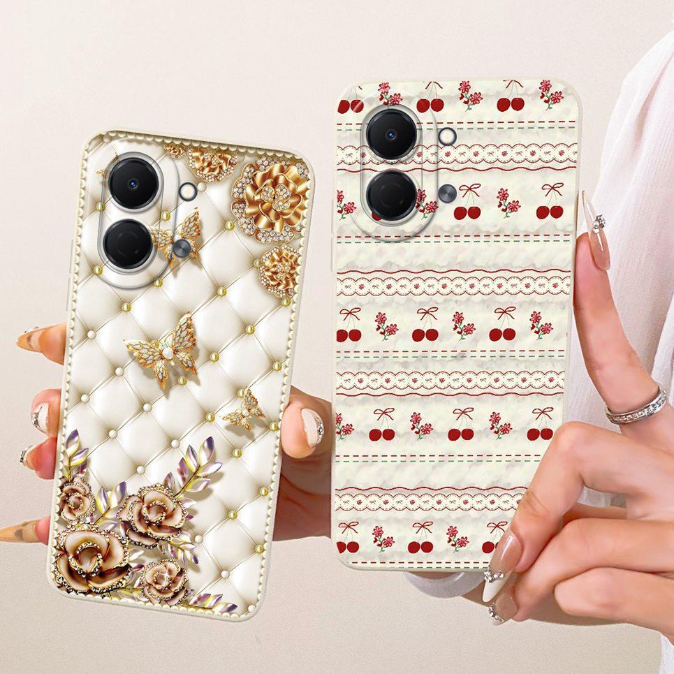 Ốp Lưng Mềm Silicon Lỏng Cho Tecno Spark GO 3 GO3 KN3 Ốp Điện Thoại Sang Trọng Nữ Tính Hoa Bướm Nơ Tranh Vỏ