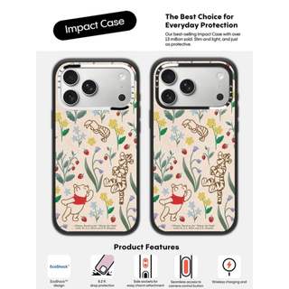 CASECASE X Pooh Thêu Họa Tiết Hoa Ốp Lưng Máy Ảnh Màu Trắng Vòng Phiên Bản Mờ Đen Cứng Hút Từ Tính Tác Động Dành Cho Apple IPhone 13 14 15 16 17 Pro Max Air Plus Có Hộp