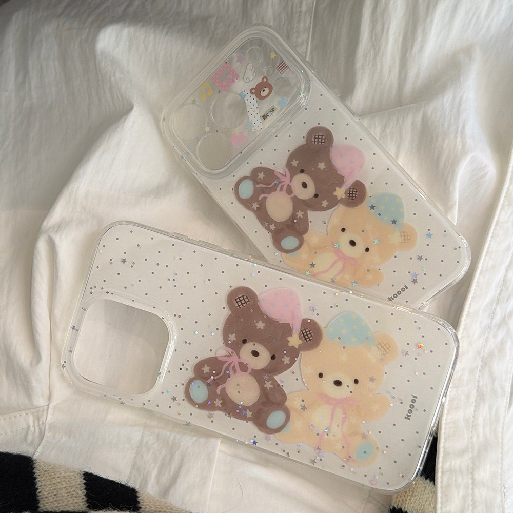 Ốp Điện Thoại Acrylic Dot Bear Cho iPhone 17 Pro Max 16 15 14 13 Vỏ Bảo Vệ Chống Sốc