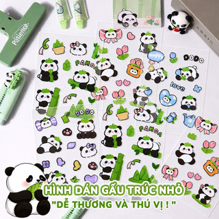 Sticker gấu trúc mini 10 miếng trong suốt, hình dán cute trang trí cốc bình nước sổ tay vật dụng cá nhân
