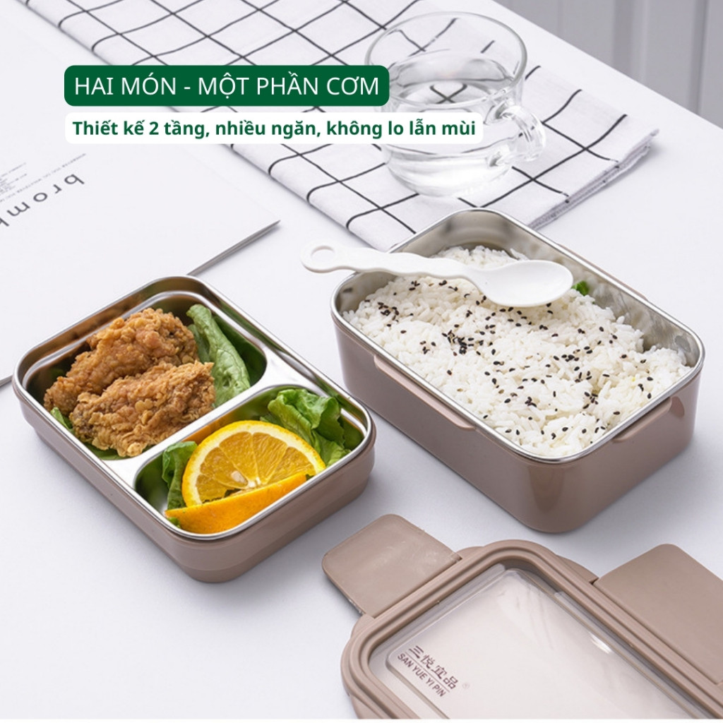 Hộp cơm văn phòng giữ nhiệt tốt, chia ngăn gọn gàng, dễ vệ sinh, quay được lò vi sóng.