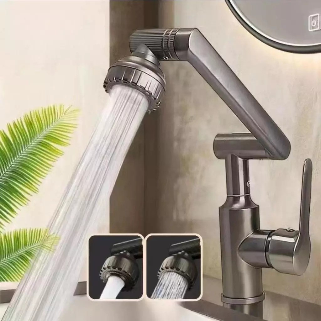 Bộ Vòi Rửa Mặt, Vòi Rửa Tay Lavabo Đầu Xoay 720 Độ Thông Minh Vòi Nước Nóng Lạnh 2 Chế Độ Xả