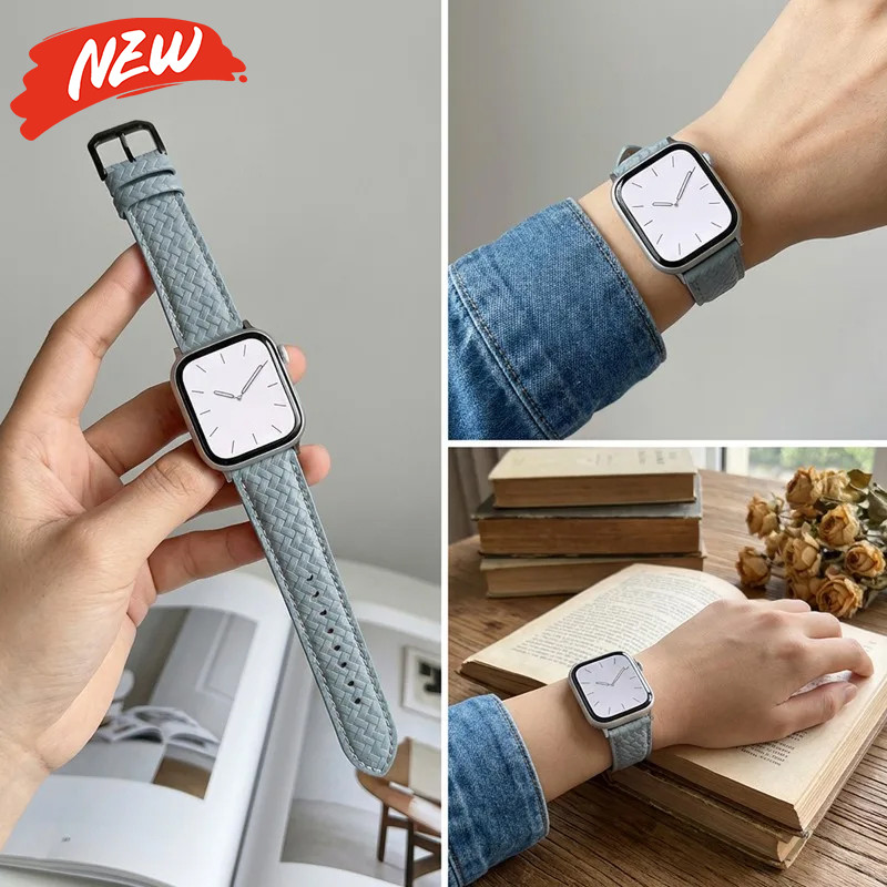 Dây đeo da họa tiết dệt Tương thích cho Apple Watch Series11 / 10 42mm 46mm Ultra3 / 2 / 1 49mm 9 8 7 6 5 SE 41mm 40mm 44mm 45mm