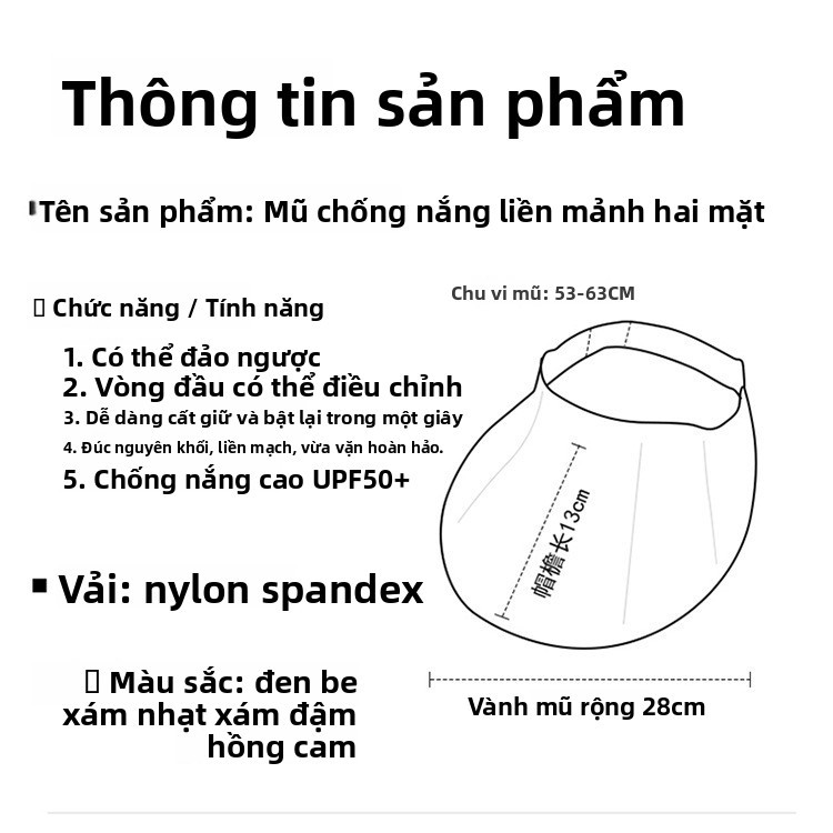 Mũ chống nắng một mảnh cho nữ mùa hè, có thể gấp lại