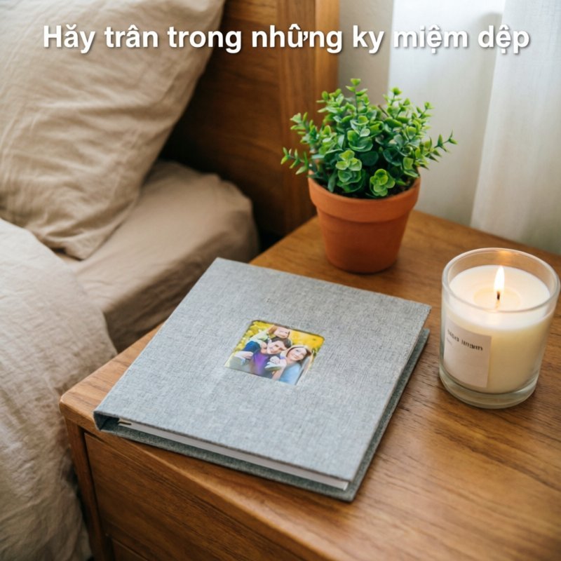 Album ảnh tự dính cỡ lớn vải lanh mịn giữ ảnh không phai màu chứa 200 ảnh cho kỷ niệm gia đình