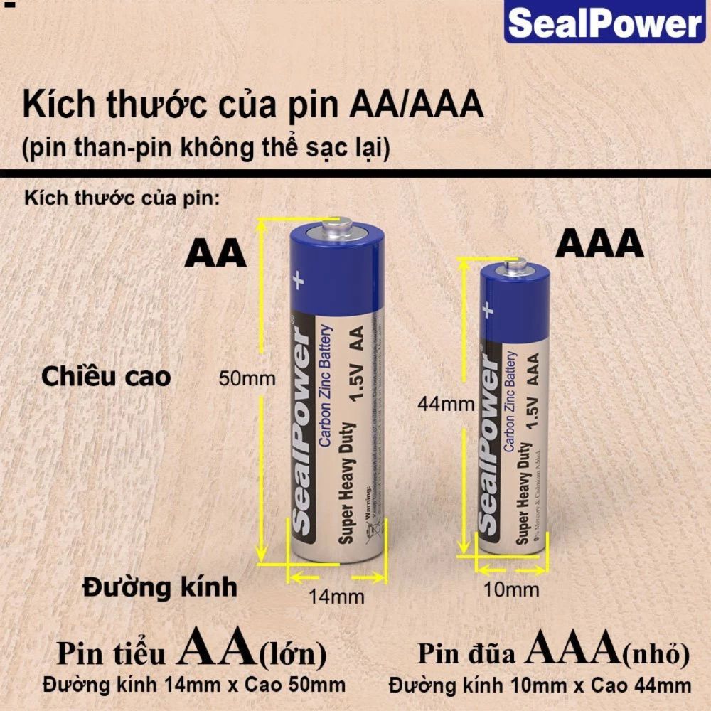 Hộp 40 pin than(carbon) AA,AAA SealPower Chất lượng cao. Pin tiểu,pin đũa 1.5V R6P,R03 dùng cho thiết bị gia đình...