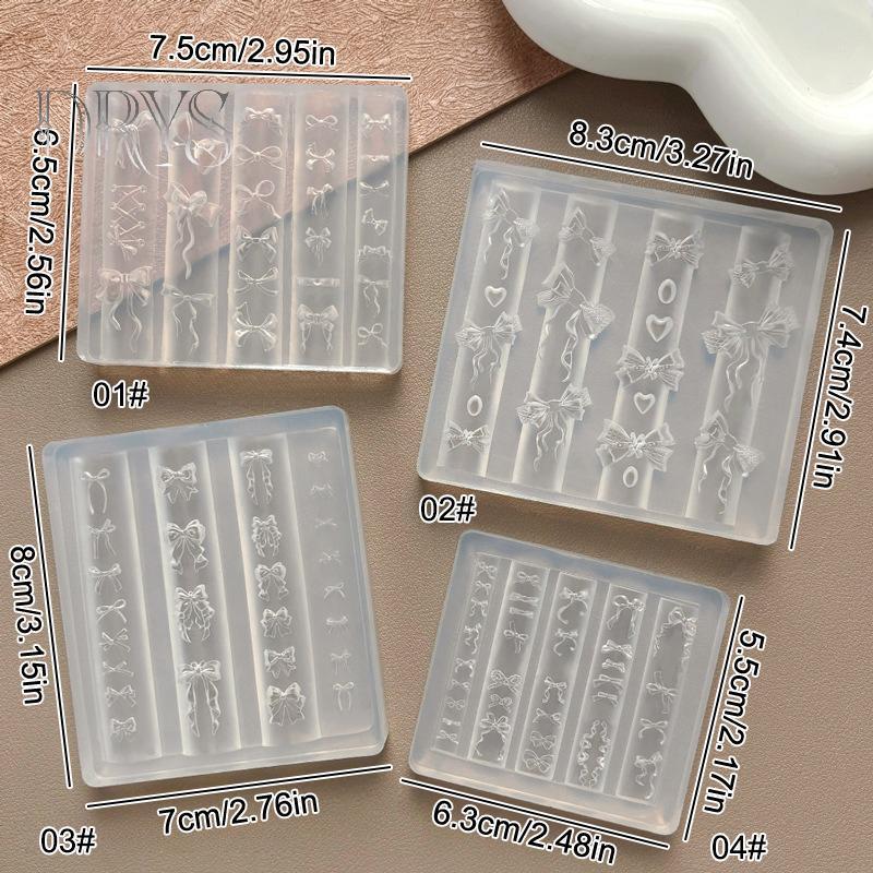 (TFT) 3D Ruy Băng Nơ Hình Khuôn Dập Stencils UV Gel Ba Lan Khuôn Nghệ Thuật Silicon Khắc Khuôn DIY Thiết Kế Móng Tay Charm Trang Trí MỚI