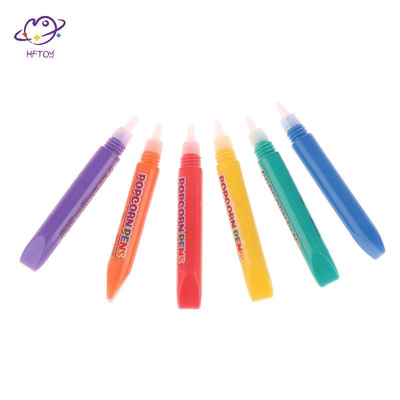 HFTOY 6 Cái Bút bong bóng in 3D DIY Ink Puffy Paint Pen Like Popcorn Pen Thiệp chúc mừng sinh nhật Handmade Quà tặng trẻ em ~