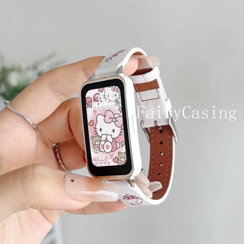 Dây đeo bằng da in hình hoạt hình cho Huawei Band 11 Pro 10 9 8 Vòng đeo tay thay thế cho Huawei Watch Fit 3 4 4pro Watchband