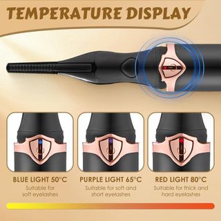 Máy uốn mi làm nóng USB Máy uốn mi điện có thể sạc lại với 3 chế độ nhiệt độ Công cụ tạo kiểu kẹp 2 trong 1 để trang điểm hàng ngày và vẻ ngoài tự nhiên