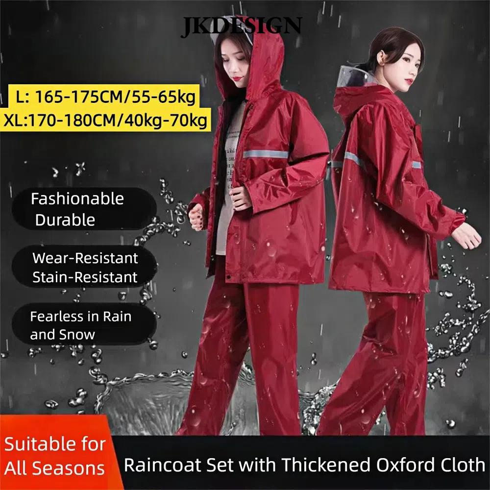 Áo mưa JKDESIGN unisex, bộ đồ mưa chống bão dày chống nước thoáng khí với dải phản quang