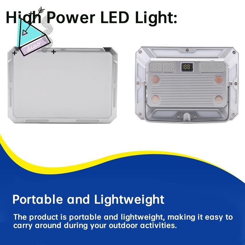 Đèn LED cắm trại sạc được màu bạc-trắng, chống thấm nước, dùng cho camping và chiếu sáng khẩn cấp